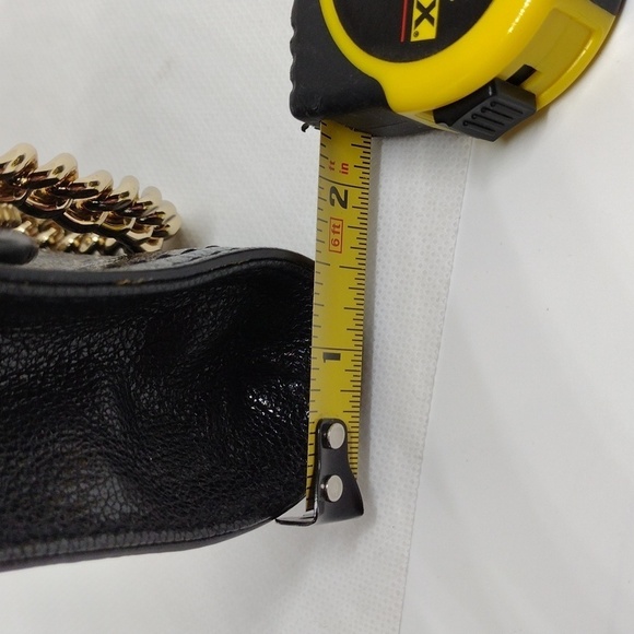 Michael Kors Naomi Black Leather Clutch with Detachable‎ Gold Chain Strap